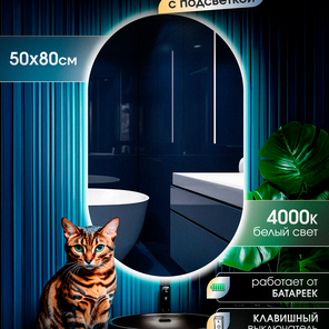 Овальное зеркало 50х100